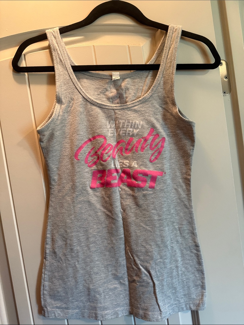 George Gray Tank Top with Pink Script Graphic